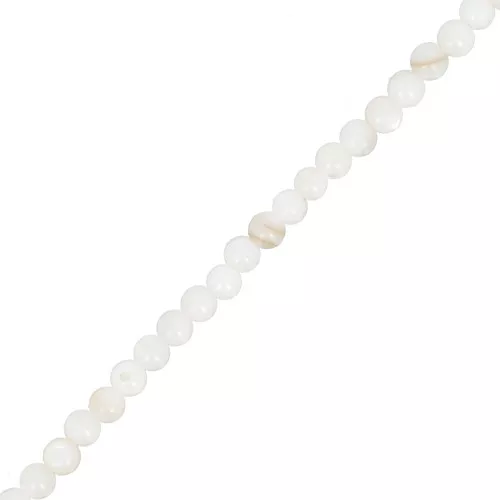 2.5mm Round dyed mother of pearl beads - White x37cm