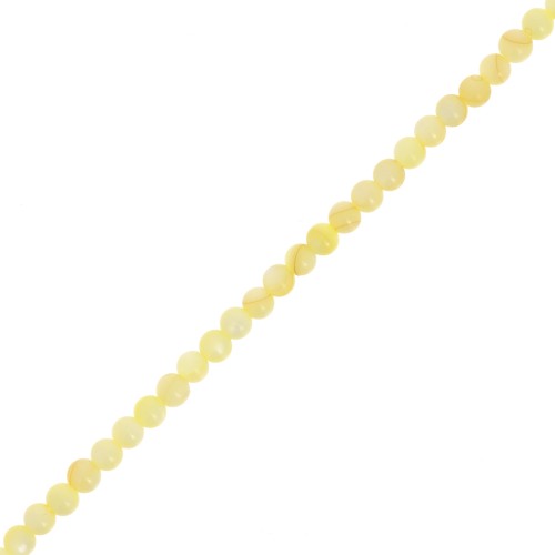 2.5mm Round dyed mother of pearl beads - Light Yellow x38cm