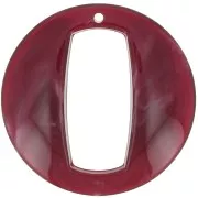 39mm Round Hollow Acrylic Pendant - Dark Red Marbled x1