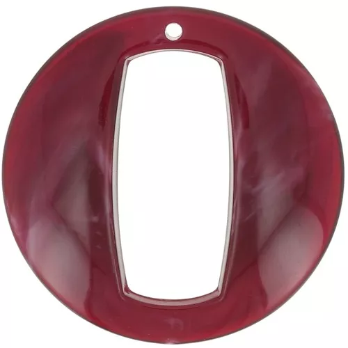 39mm Round Hollow Acrylic Pendant - Dark Red Marbled x1