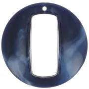 39mm Round Hollow Acrylic Pendant - Dark Blue marbled x1