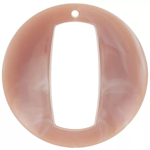 39mm Round Hollow Acrylic Pendant - Antique pink marbled x1