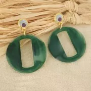 39mm Round Hollow Acrylic Pendant - Antique pink marbled x1