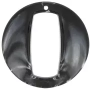 39mm Round Hollow Acrylic Pendant - Black - White Marble x1