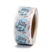 roll of 25mm "Pretty Things Inside" self-adhesive labels - Turquoise x500|raw }}