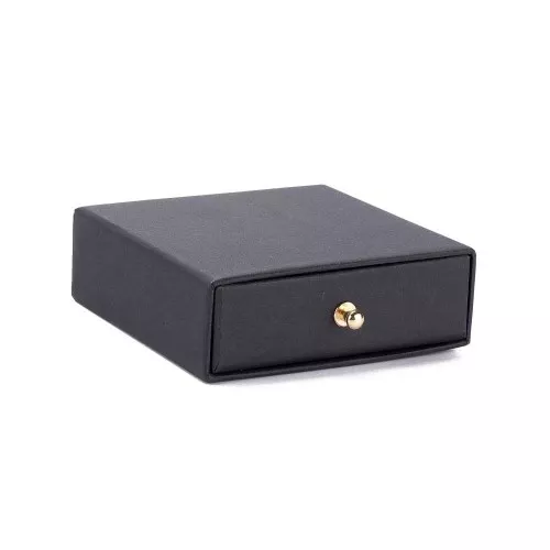 9x9x3cm cardboard Jewellery box with drawer - Black - Gold x1
