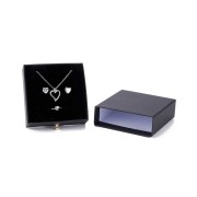 9x9x3cm cardboard Jewellery box with drawer - Black - Gold x1
