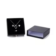9x9x3cm cardboard Jewellery box with drawer - Black - Gold x1
