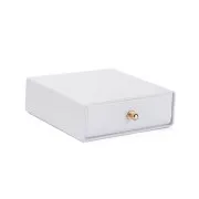 9x9x3cm cardboard Jewellery box with drawer - pearl white - Gold x1