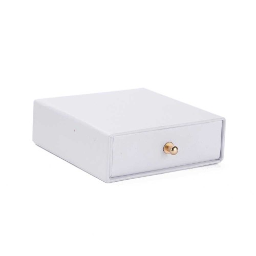 9x9x3cm cardboard Jewellery box with drawer - pearl white - Gold x1