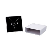 9x9x3cm cardboard Jewellery box with drawer - pearl white - Gold x1