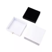 9x9x3cm cardboard Jewellery box with drawer - pearl white - Gold x1