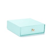 9x9x3cm cardboard Jewellery box with drawer - Pearl Turquoise - Gold x1