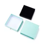 9x9x3cm cardboard Jewellery box with drawer - Pearl Turquoise - Gold x1