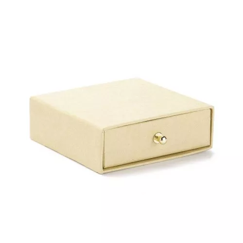 9x9x3cm cardboard Jewellery box with drawer - Natural - Gold x1