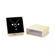 9x9x3cm cardboard Jewellery box with drawer - Natural - Gold x1