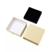 9x9x3cm cardboard Jewellery box with drawer - Natural - Gold x1