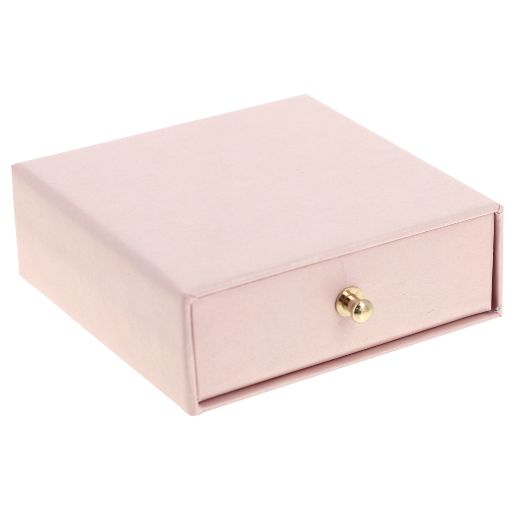 9x9x3cm cardboard Jewellery box with drawer Pearl Rose Gold x1