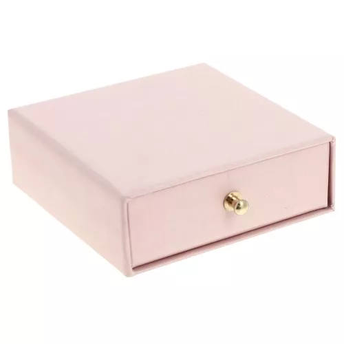 Jewelry box with drawer for cardboard set 9x9x3 cm - Rose - Gold x1