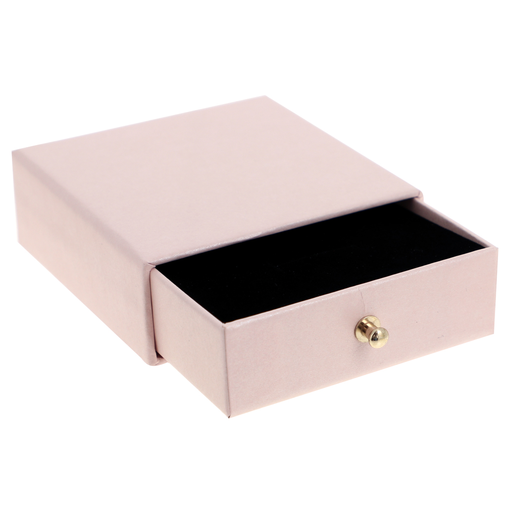 9x9x3cm cardboard Jewellery box with drawer Pearl Rose Gold x1