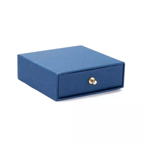 9x9x3cm cardboard Jewellery box with drawer - Navy blue - Gold x1
