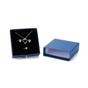 9x9x3cm cardboard Jewellery box with drawer - Navy blue - Gold x1