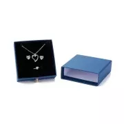 9x9x3cm cardboard Jewellery box with drawer - Navy blue - Gold x1