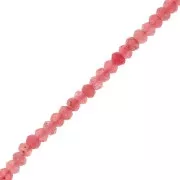 Round flattened faceted beads 4.5x3mm - Tinted Jade gemstone - Light Pink x35cm