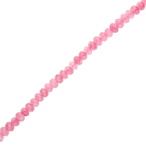 Round flattened faceted beads 4.5x3mm - Tinted Jade gemstone - Light Pink x35cm