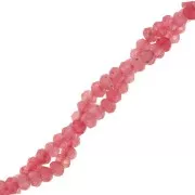 Round flattened faceted beads 4.5x3mm - Tinted Jade gemstone - Light Pink x35cm