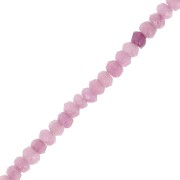 Faced, flattened round beads, 4.5x3mm, dyed gemstone (Lilac Quartz), 35 cm