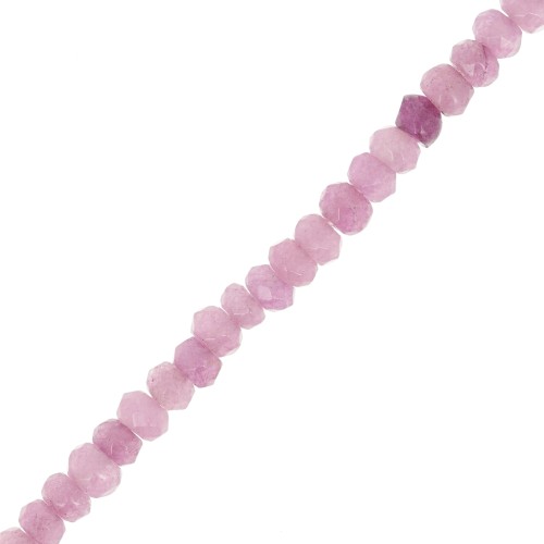 Faced, flattened round beads, 4.5x3mm, dyed gemstone (Lilac Quartz), 35 cm
