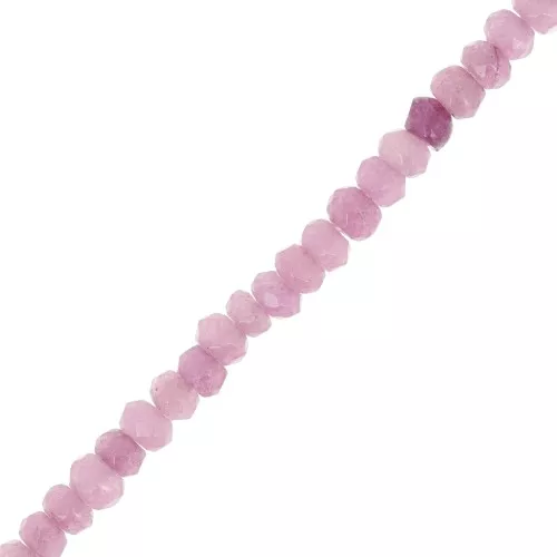 Faced, flattened round beads, 4.5x3mm, dyed gemstone (Lilac Quartz), 35 cm