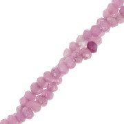 Faced, flattened round beads, 4.5x3mm, dyed gemstone (Lilac Quartz), 35 cm