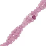 Faced, flattened round beads, 4.5x3mm, dyed gemstone (Lilac Quartz), 35 cm