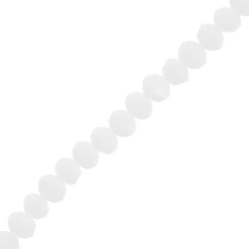 6x5mm Round faceted beads - round flattened - White Opaque x40cm