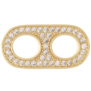 18x9mm Spacers with Zirconium Oxides - Crystal - Gold Tone x1