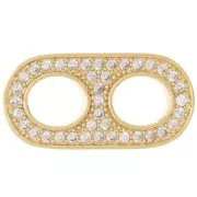 18x9mm Spacers with Zirconium Oxides - Crystal - Gold Tone x1