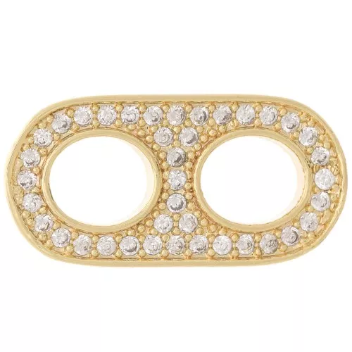 18x9mm Spacers with Zirconium Oxides - Crystal - Gold Tone x1
