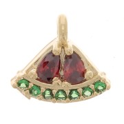 8x9mm Mini Watermelon Charm with Zirconium Oxides - Gold Tone - Multicoloured x1|raw }}