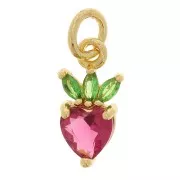 12x6mm Mini Charm Burr with Zirconium Oxides - Gold Tone - Multicoloured x1