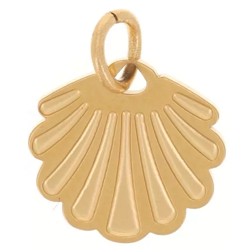 9x10mm Stainless Steel 316L Shell Charm - Gold Tone x1
