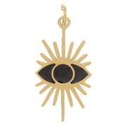 16.5x9mm 316 Stainless Steel Eye Charm with epoxy resin - Gold - Black x1
