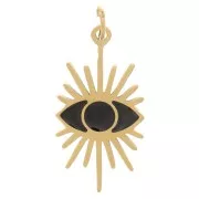16.5x9mm 316 Stainless Steel Eye Charm with epoxy resin - Gold - Black x1