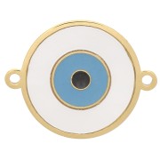 12mm 304 Stainless Steel spacer with mother of pearl & epoxy resin eye - Gold x1
