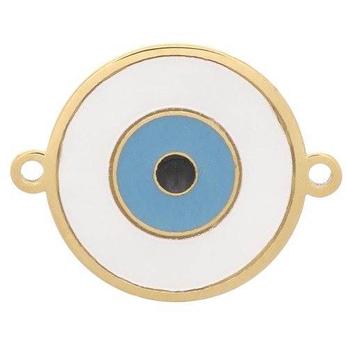 12mm 304 Stainless Steel spacer with mother of pearl & epoxy resin eye - Gold x1