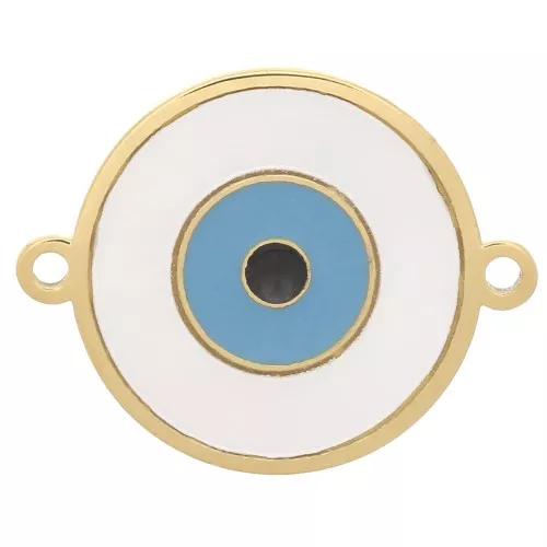 12mm 304 Stainless Steel spacer with mother of pearl & epoxy resin eye - Gold x1