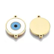 12mm 304 Stainless Steel spacer with mother of pearl & epoxy resin eye - Gold x1