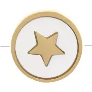 10mm 304 Stainless Steel round mother-of-pearl flat bead with star pattern - Gold