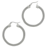 40mm Stainless steel 304 Round hoop earrings - tubular mesh effect x2|raw }}